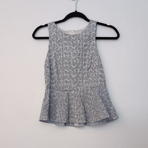 Gingam Blue Sleeveless Peplum Top, Size 2